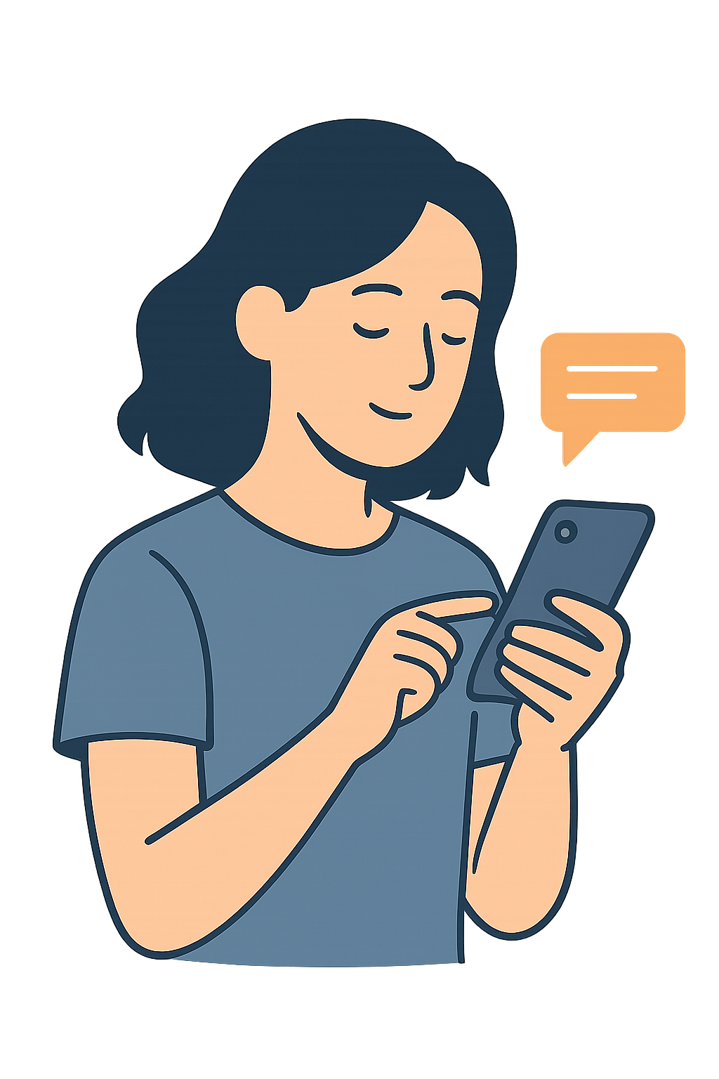 Ilustração de pessoa enviando mensagem